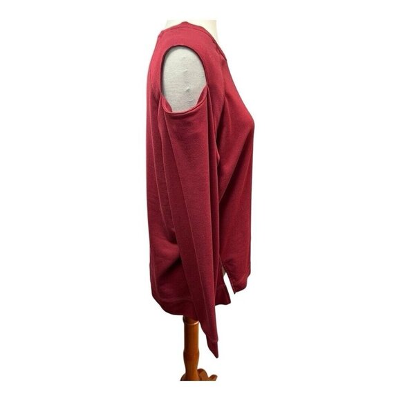 BCG Womens Split Shoulder Sweatshirt~Size Lrg~Deep Red Athletic Sporty Top L5 17 - Picture 5 of 13